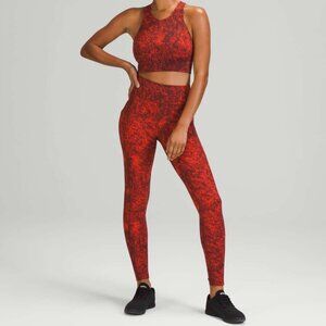 Lululemon Wunder Under Longline Bra & Leggings Autumn Red Black Set Size 8